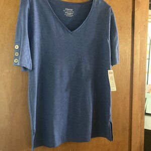 CHICO'S SIZE 0 AMPARO BLUE TEE SHIRT